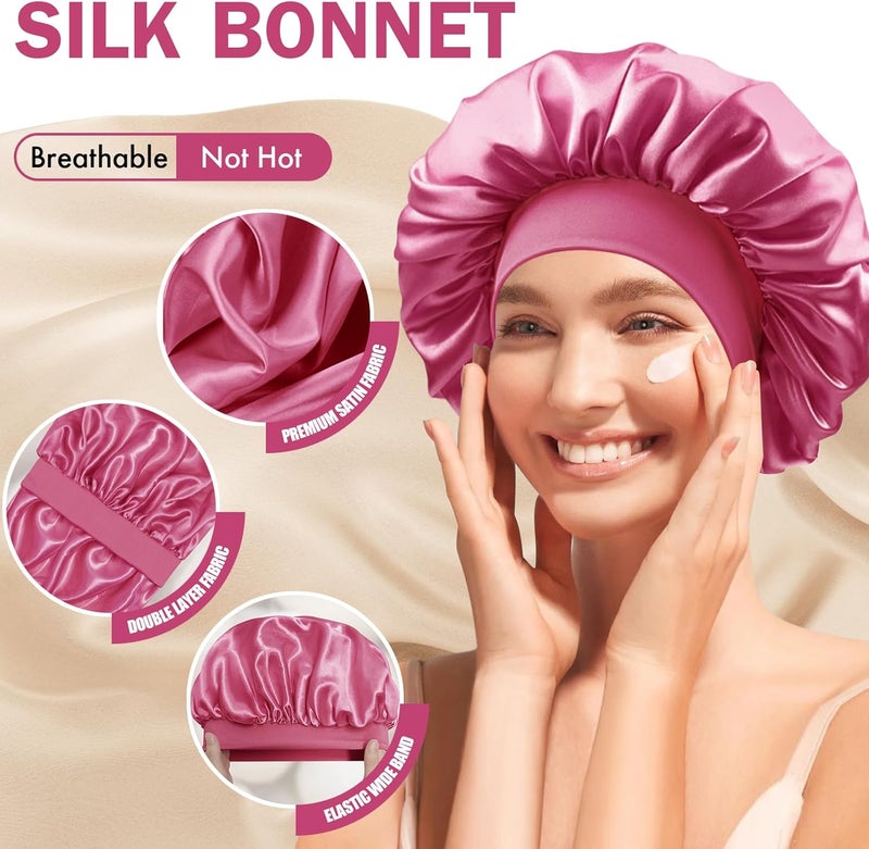 Doitory Store Satin Silk Bonnet for Sleeping, Double Layer Silk Sleep Cap for Men & Women, Soft Satin Lined Bonnet for Curly Hair - Image 3